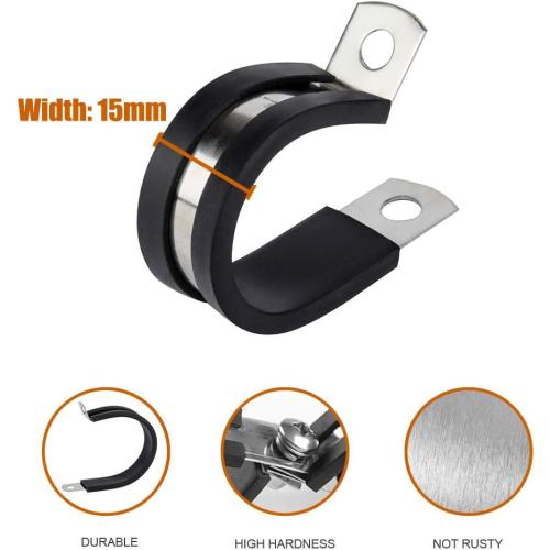 ISPINNER 36pcs 3/4 Inch Stainless Steel Cable Clamp, Rubber Cushioned Insulated Clamp, Metal Clamp, Tube Holder for Tube, Pipe or Wire Cord Installation (3/4 Inch)