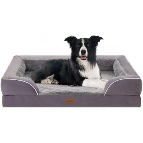 Comfort Expression Large Dog Beds Waterproof Comfy Pet Bed for Dogs Sofa, Orthopedic Foam Dog Beds with Washable Removable Cover & Non-Slip Bottom(Large,Purple)