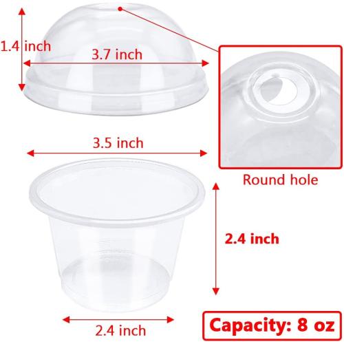 50 Pcs 8oz Clear Plastic Cup with Dome Hole Lids,Disposable Dessert Cups,Take away Food Containers Bowls for Ice Cream,Salad,Parfait,Fruit,Drink