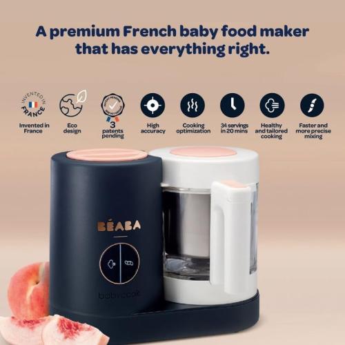 BEABA Babycook NEO Baby Food Maker, Borosilicate Glass & Stainless Steel, 42 oz. Capacity for Multi-Stage Use, Inventor & Global Leader of Baby Food Processors, Trusted for over 35 years, Midnight ‼️has mild stains ‼️