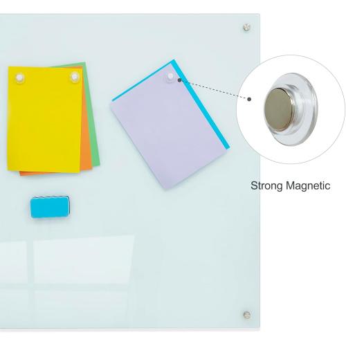 Size 48x36 Glass Magnetic White Board - 48 x36 Inches Frameless Dry Erase Whiteboard for Wall, Writing Board for Meeting, Wall Mounted Glass Board for Office and Schools