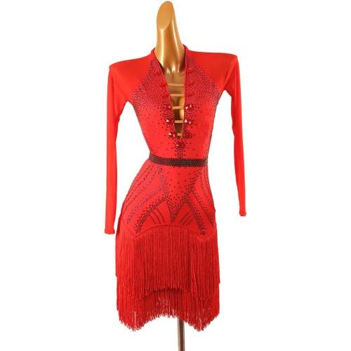 Professional Competition L Latin Dance Dresses for Women Ballroom Dancewear Waltz Costumes Cha Cha Performance Skirt