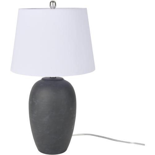 Nourison Home 23 Black Vintage Distressed Ceramic Pot Table Lamp for Bedroom, Living Room, End Table, with White Tapered Drum Shade