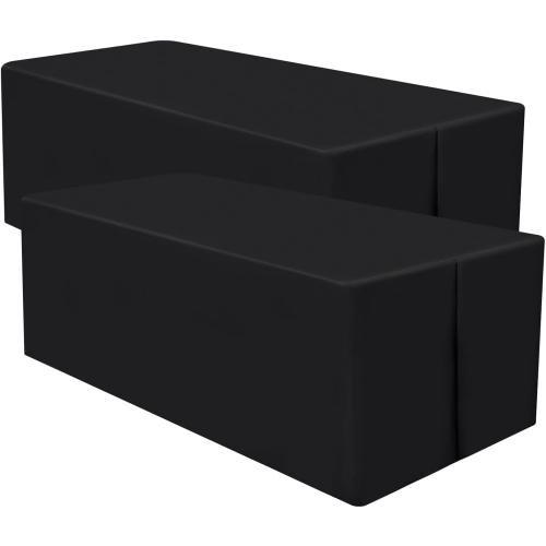 homing 2 Packs Rectangle Fitted Tablecloth, 6 Foot Washable Fabric Table Cloth, Waterproof Polyester Table Cover for Party, Trade Show, Outdoor and Indoor (Black, 30 x 72)