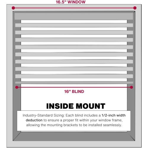 Lotus & Windoware Cordless, 2 Inch Faux Wood Blind, 16.5 Wide x 36 Long, Window Blinds, Blinds & Shades, Blinds for Indoor Windows, Smooth, Bright White - 16.5 x 36,Bright White