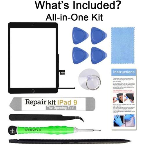 for iPad 9 (9th Gen 2021) A2602 A2603 A2604 A2605 Screen Replacement Glass Touch Digitizer Repair Kit with Home Button & Tools - Only for iPad 9 9th Generation