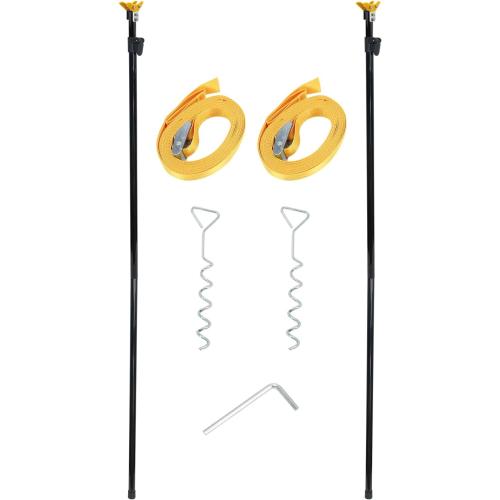 HUAALIUCHE RV Awning Tie Down Kit Pole with Yellow Strap, Awning Pole & Tie Down Kit Heavy Duty Campers,RV Awning Support Poles,Support System (Adjustable Length 78-114) - 2 Pack