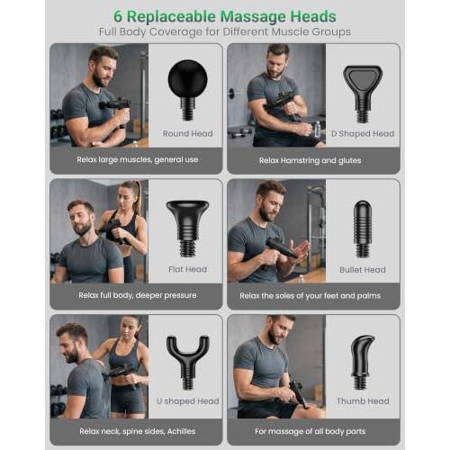 Massage Gun, Deep Tissue Percussion Massager 30 Speeds for Pain Relief