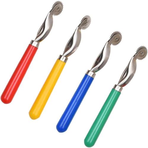 4 Pieces Tracing Wheel Metal Tracing Wheel Sewing Tracing Wheel Pounce Wheel Overstitch Wheel Perforator Wheel Cardboard Perforator Wheel with Plastic Handle(Multicolor, 15.5cm)