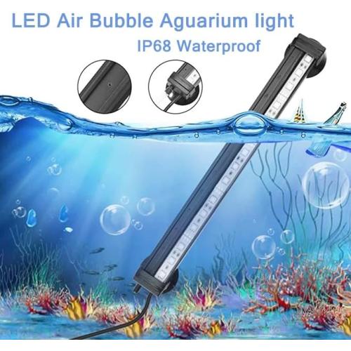 LED Aquarium Lights for Fish Tank,Submersible Fish Tank Light with Air Bubbler Hole Bubble Wall RGB Color Changing Brightness Adjustable Waterproof Remote Control Bubble Tube Light,12W 40inch