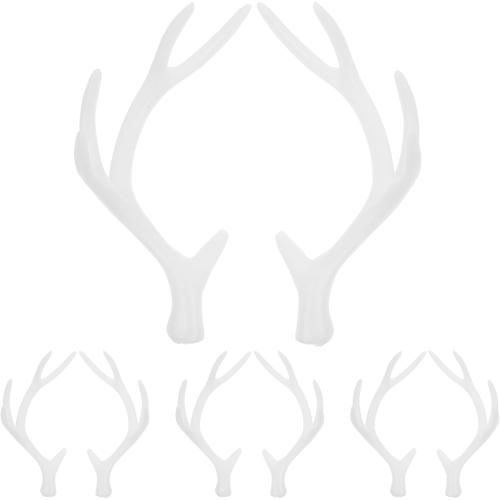 LUOZZY 4 Pair Plastic Deer Antlers Simulation Animals Horn White Reindeer Ear for DIY Crafts Headband Christmas Accessories, 14CM