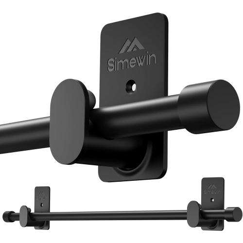 Curtain Rods No Drilling for Windows 30 to 45 Inches,5/8 Inch Diameter No Drill Small Curtain Rod Set with 3M Adhesive Brackets, Black