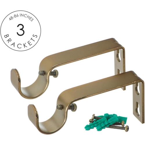 Ivilon Drapery Window Curtain Rod - End Cap Style Design 1 Inch Pole. 48 to 86 Inch Color Warm Gold