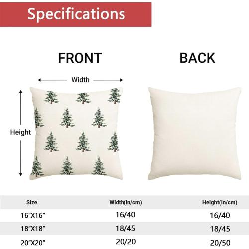 Outdoor Christmas Pillow Covers 20x20 Inch Outdoor Christmas Decorations Christmas Tree Decor White Christmas Throw Pillow Cases Xmas Winter Decorative Pillows for Couch Holiday
