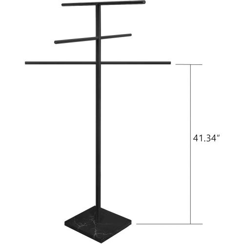 Eadot Marble Base Outdoor Standing Towel Rack for Swimming Pool, Hot Tub Or Spa, 304 Stainless Steel 6 Arms Standing Towel Sheet Holder Blanket Drying Rack Matte Black