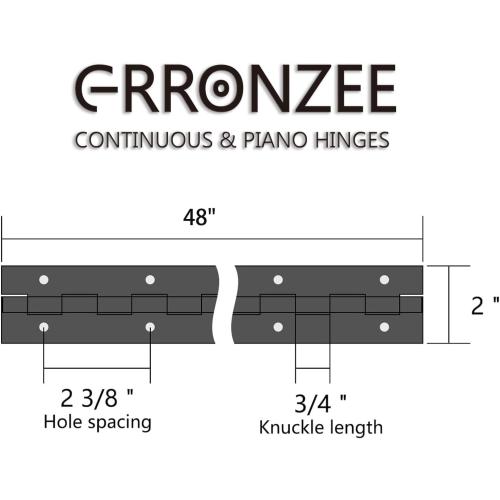Piano Hinge 48 Inch Heavy Duty Stainless Steel Piano Hinge Continuous Hinge for Cabinet, Door, DIY Wood Boxes, 0.047 Leaf Thickness, 2 Open Width