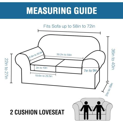 H.VERSAILTEX Real Velvet Plush 3 Piece Stretch Sofa Covers Couch Covers for 2 Cushion Couch Loveseat Covers Width Up to 72 Inch Feature Thick Soft Stay in Place (Medium Sofa, Ivory)