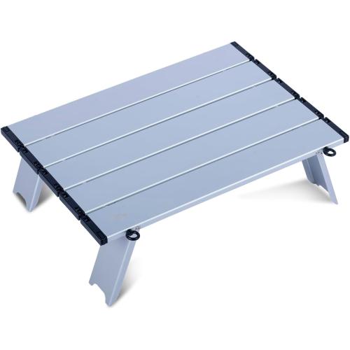 iClimb Ultralight Compact Mini Beach Picnic Folding Alu. Table with Carry Bag, Two Size (Silver - S)