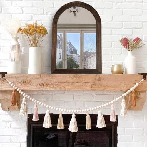 Arched Mirror, Farmhouse Decor Solid Wood Frame Wall Mirror, Bathroom Mirrors, Large Vintage Mirror for Bathroom, Living Room,Bedroom, Entryway, Hallway,Foyer (Coffee, 20inch*30inch)