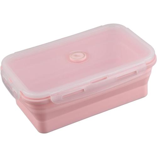 ZJchao Food Storage Containers, 4pcs Silicone Food Storage Containers Portable Lunch Box Silicone Storage Containers for Men Women (Roseate)