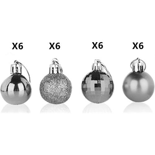 Christmas Balls,24PCS Ornaments for Xmas Tree,1.57INCH Hanging Ball for Small Christmas Tree Decorations,Party Decorations (Silver)