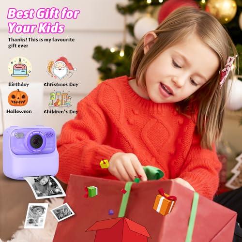 Kids Instant Digital Cameras for Boys and Girls, 1080P HD Dual-Lens Selfie Digital Camera with Print Paper & 32G Card, Christmas Birthday Gifts Toys for Toddler and Teenagers Age 3-16 Years Old