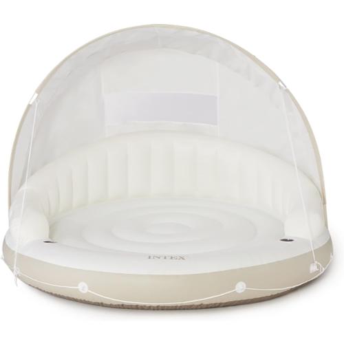 INTEX 58292EP Canopy Island Inflatable Pool Float: Comfortable Lounge Surface – Built-in Cup Holders – Detachable Sunshade – 440lb Max Weight Capacity – 78.5 x 59