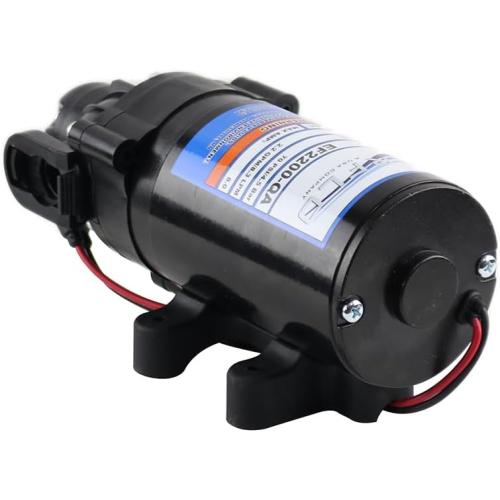 Everflo EF2200-QA-BOX 2.2GPM 12V Diaphragm Pump-Quick Attach Port, Black