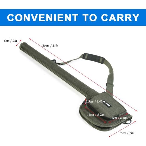 Doorslay Fishing Rod Case Fishing Pole Bag with Reel Pouch Fly Fishing Bag for 9FT 2 Pieces/4Pieces Rod Fishing Rod Bag