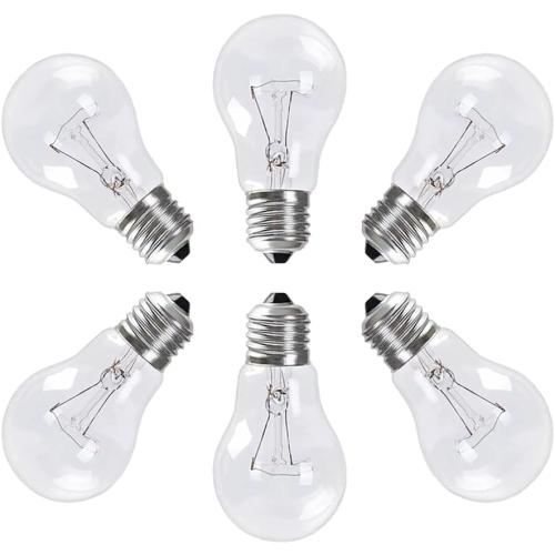 A19 Clear Incandescent Rough Service Light Bulb, 100 Watt Incandescent Light Bulbs, A19 100 WATT Bulbs ， 2700K Soft White, E26 Medium Base, 110-130V (6 Pack)