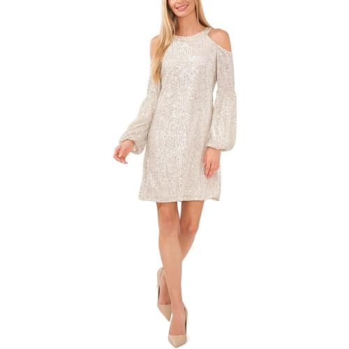 Cece Women's Cold Shoulder Long Sleeve Sequin Dress. Size large