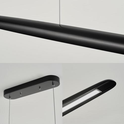 39 Wood LED Linear Pendant Light Black Linear Pendant Dinning Room Hanging Lights LED Dimmable Chandeliers 24w for Dining Room Pool Table Lights Kitchen Island Light Black