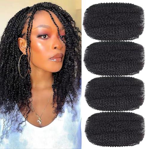 Afro Kinky Bulk Hair For Dreadlock Extensions Repair Locs,Twist Braiding, 100% Handmade Braiding Hair 30Grams each bundles Total (4Bundles/Pack) 10Inch #1B