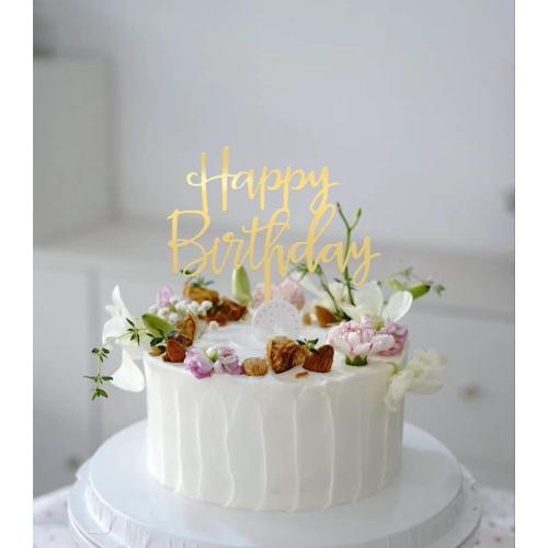 Mirrored Gold Acrylic Happy Birthday Cake Topper