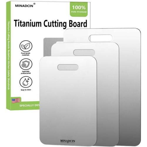 Titanium Cutting Boards For Kitchen, 100% Pure Cut Titanium Cutting Board, Food Grade Quality, Double-sided non-toxic, Easy To Clean, Dishwasher Safe And Will Not Absorb Odors(12L*9W)