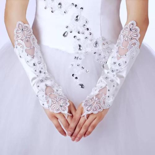 PENINSULA LOVE Girls First Communion Gloves Flower Girls Fingerless Mittens Lace Princess Dress Gloves for Wedding 8-15 Yrs