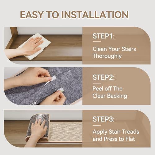YDKGL Stair Treads for Wooden Steps Non Slip Indoor Beige 8 x 30 15 Pack