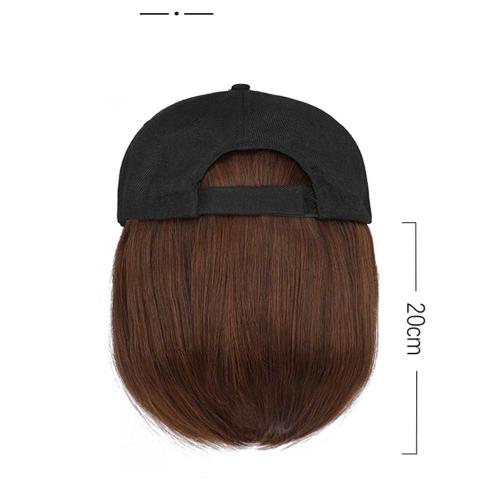 Baseball Cap with Hair Extensions Hat Wig Adjustable Hat Women's Short Bob Wigs Girls' Straight Hair Hat(7.8 inches)