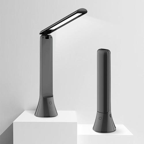 Rechargeable LED Desk Lamp with Flashlight Cordless lamp Foldable Portable Desk Lamp Battery Operated lamp Camping Flashlights for Home Office Study Emergency Outdoor (Black)