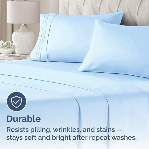 King Pillow Cases Set of 2 - Ultra Soft Pillowcase Covers - Light Blue