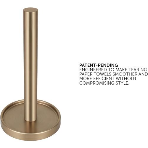 Ivilon Countertop Paper Towel Stand - Steady and Easy Tear - Fits All Paper Towel Rolls - Warm Gold
