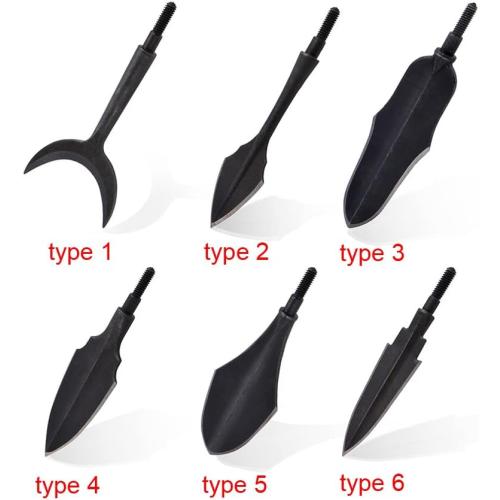 AMEYXGS 6 Pcs Traditional Hunting Broadheads Solid Metal Arrow Tips Black Arrowheads Archery Screw in Arrowheads for Hunting and Target
