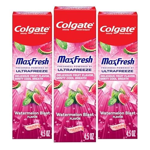 Colgate MaxFresh Fluoride Toothpaste, Watermelon Blast, 3 Pack, 4.5 oz