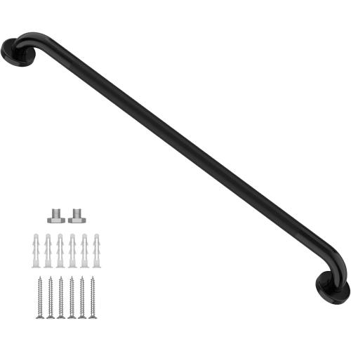 Black Shower Grab Bar w/Anti-Slip Knurled Grip 36 Inch, Zepolu Stainless Steel Bathroom Handicap Grab Bars, Safety Bar Balanced Handrail, Handicap Injury Elderly Senior Assist Support Shower Handle