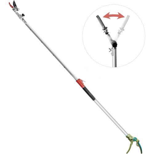GARTOL Pruner for Garden, Cut Upto 1 Inch & Hold Telescopic Pole Pruner, Fruit Picker with Rotating Blade Head, Lightweight Aluminum Extendable Handle for Tree Branch Cutter, 3.67-5.45 FT, Silver