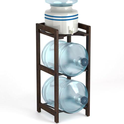Natural Wood 5 Gallon Water Dispenser Stand - 31H, 3-Tier Jug Holder with Top Shelf