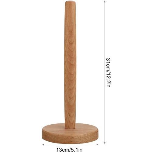 Paper Towel Holder,DNIEBW Kitchen Paper Hanger Rack Bathroom Towel Roll Stand Organizer Simply Standing Countertop Wooden Paper Roll Holder for Cabinet,Table (Round Bottom)