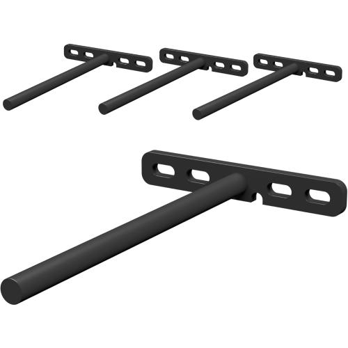 (Set of 4) 5 x 3/4 inch Floating Shelf Brackets Designed for 1 inch Thick Custom Shelves, Hidden Floating Shelf Hardware (8 inch Rod) Black