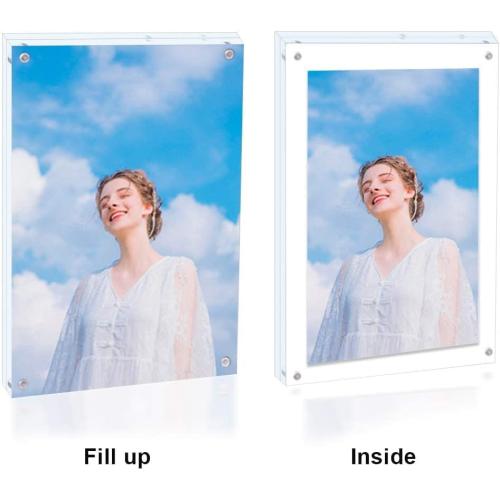 5x7 Acrylic Picture Frame Clear Double Sided Magnetic Picture Frameless Desktop Display Photo Frame with Stand Best Gift for Family, Baby, Friend