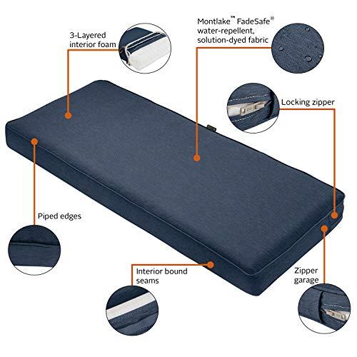 Classic Accessories 62-045-INDIGO-EC Montlake FadeSafe Water-Repellent 59 x 18 x 3 Inch Outdoor Bench Cushion, Heather Indigo